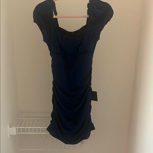 Lulu's Black Sweetheart Ruched Mini Dress